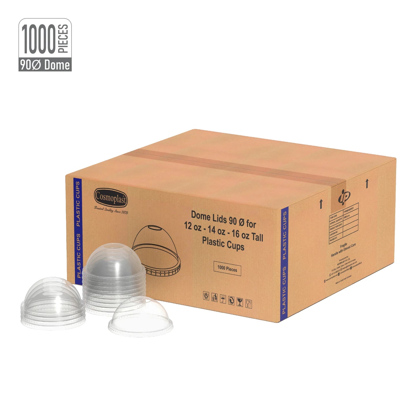 Wholesale Dome Lids for Plastic Cups- Cosmoplast Oman