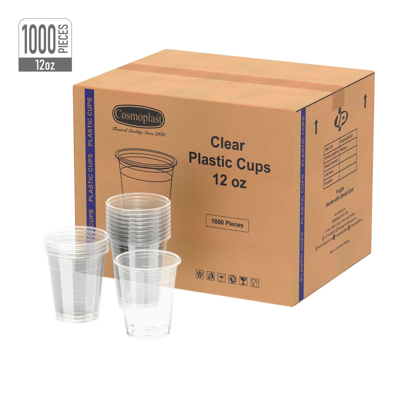 Wholesale Plastic Juice Cups Clear 12oz- Cosmoplast Oman