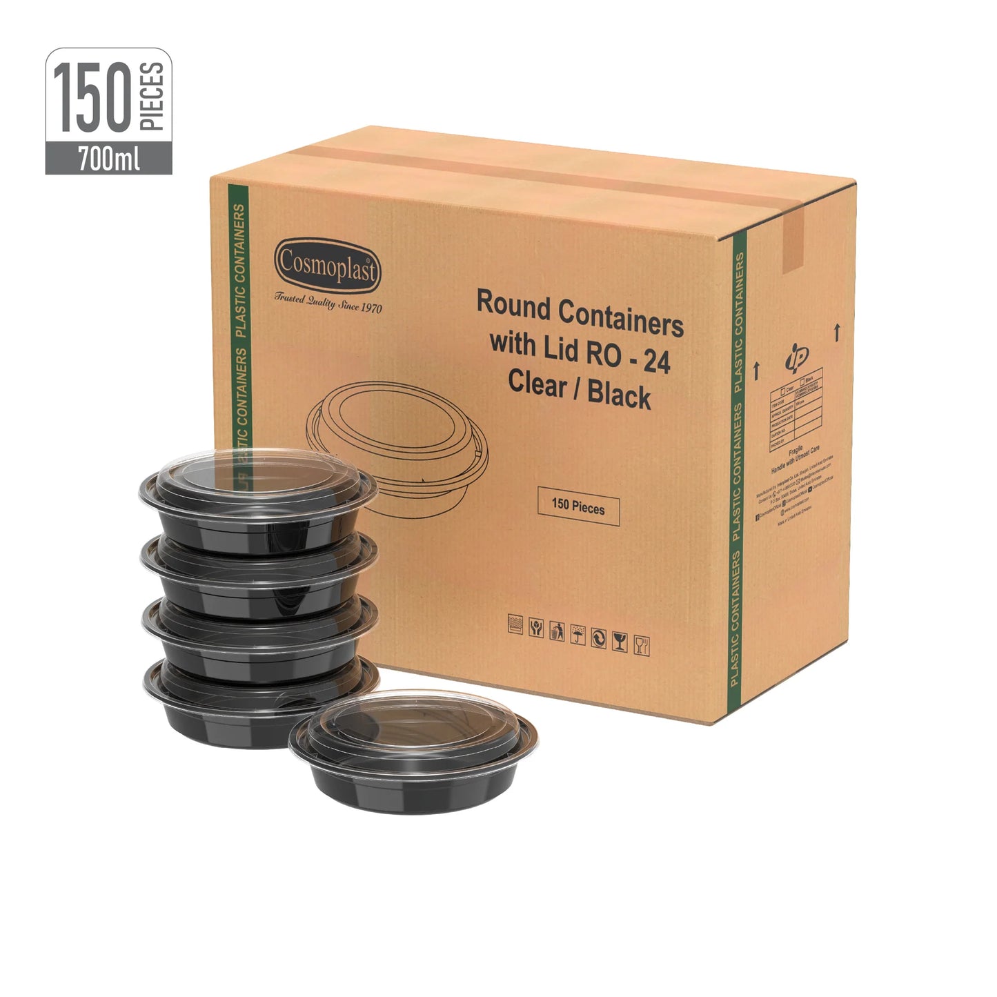 Black Microwave Containers 700ml Wholesale- Cosmoplast Oman