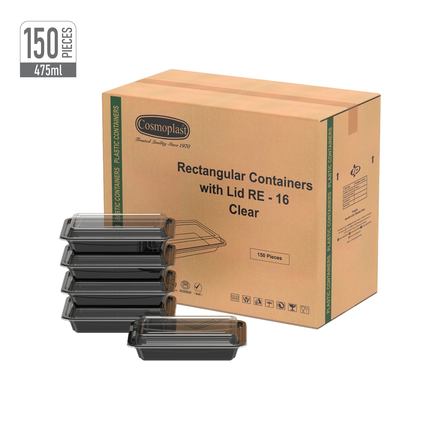 Wholesale Plastic Food Containers 475 ml- Cosmoplast Oman