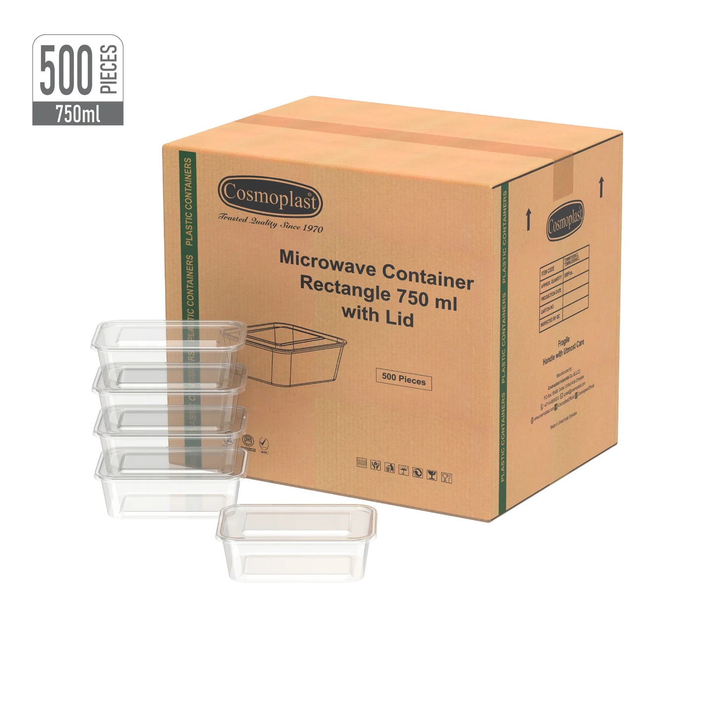 Disposable Plastic Containers 750 ml-Cosmoplast Oman