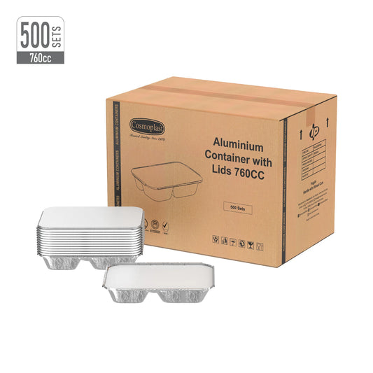Aluminum Containers 760cc 3 Compartments- Cosmoplast Oman