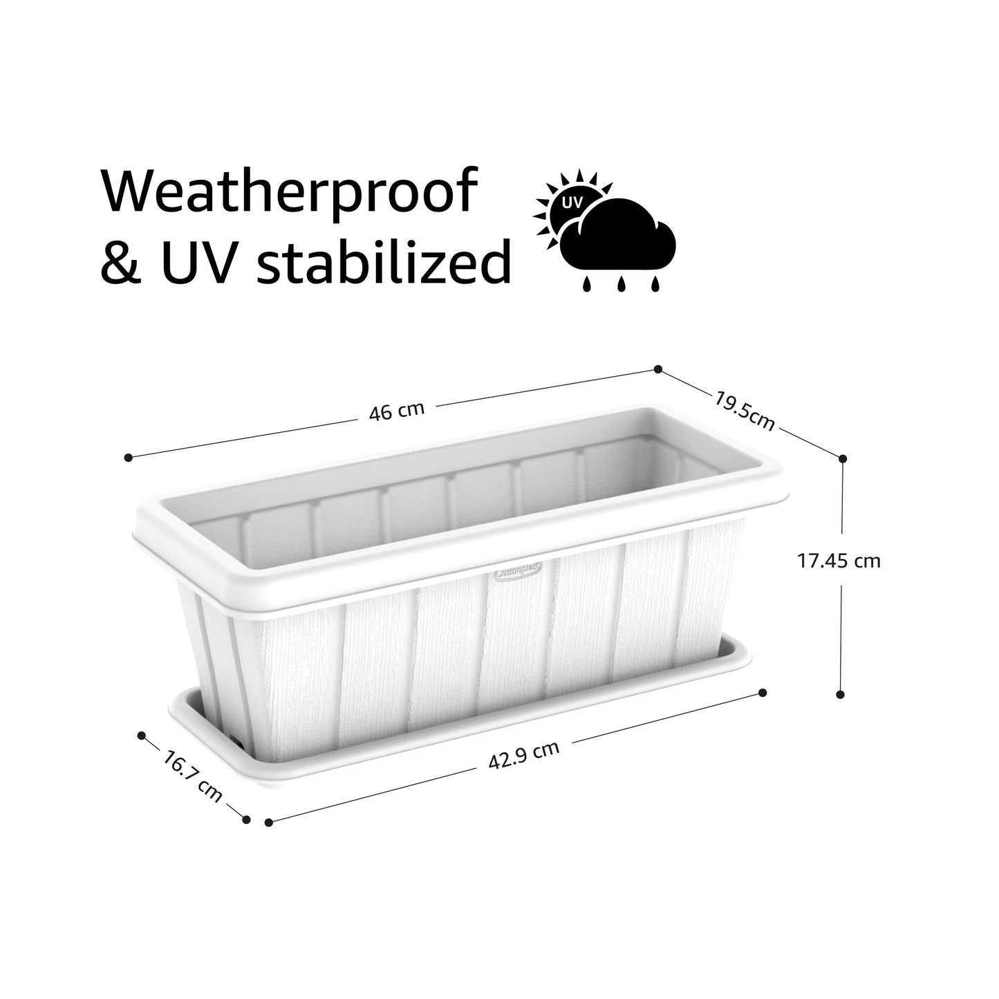 18" Cedargrain Rectangular Planter with Tray