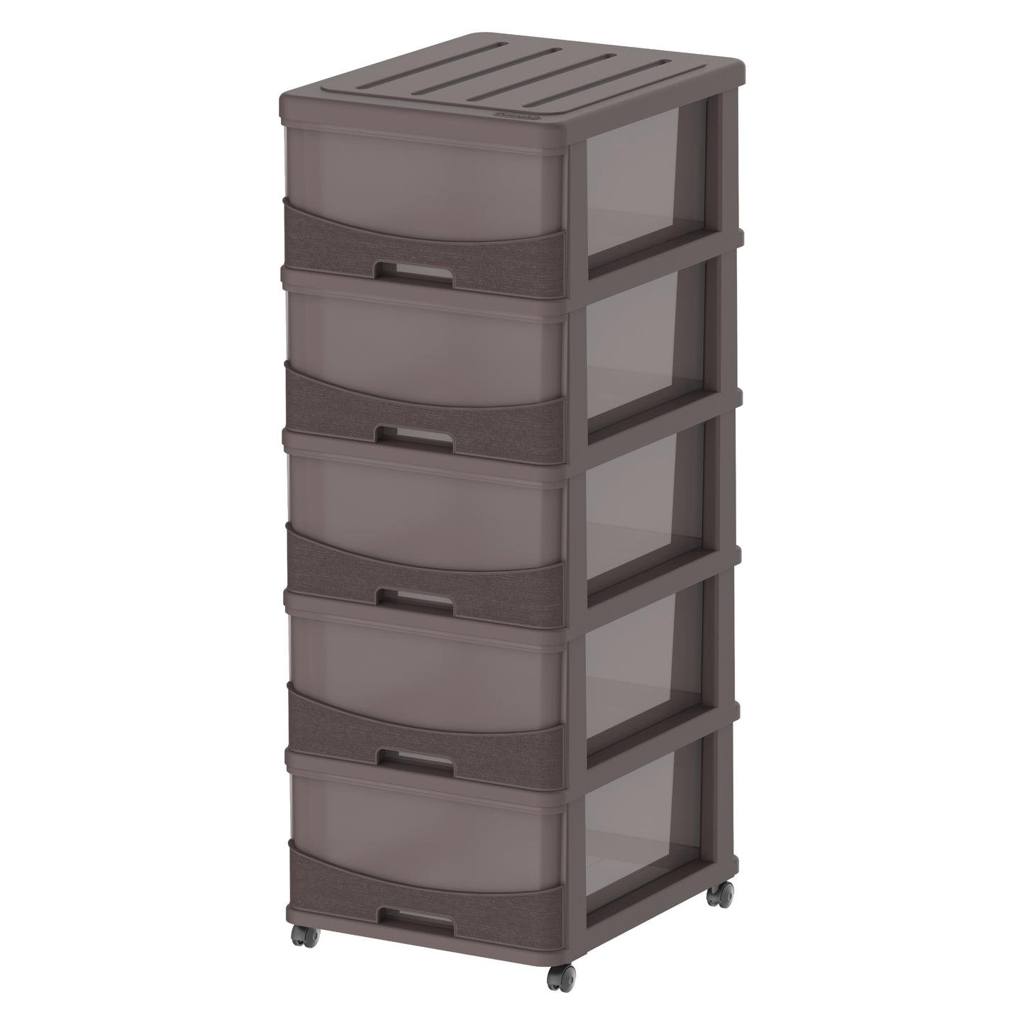 Cedargrain 5 Tiers Storage Cabinet with Drawers & Wheels