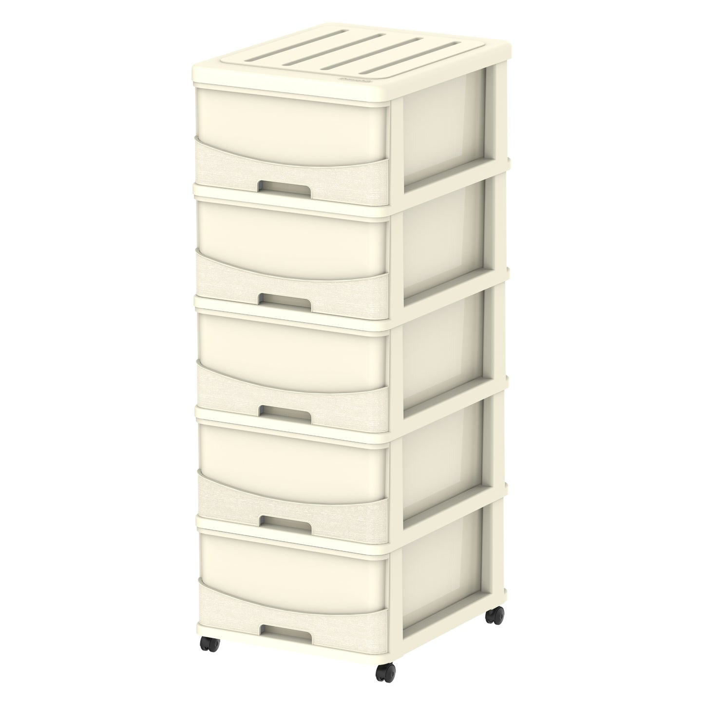 Cedargrain 5 Tiers Storage Cabinet with Drawers & Wheels