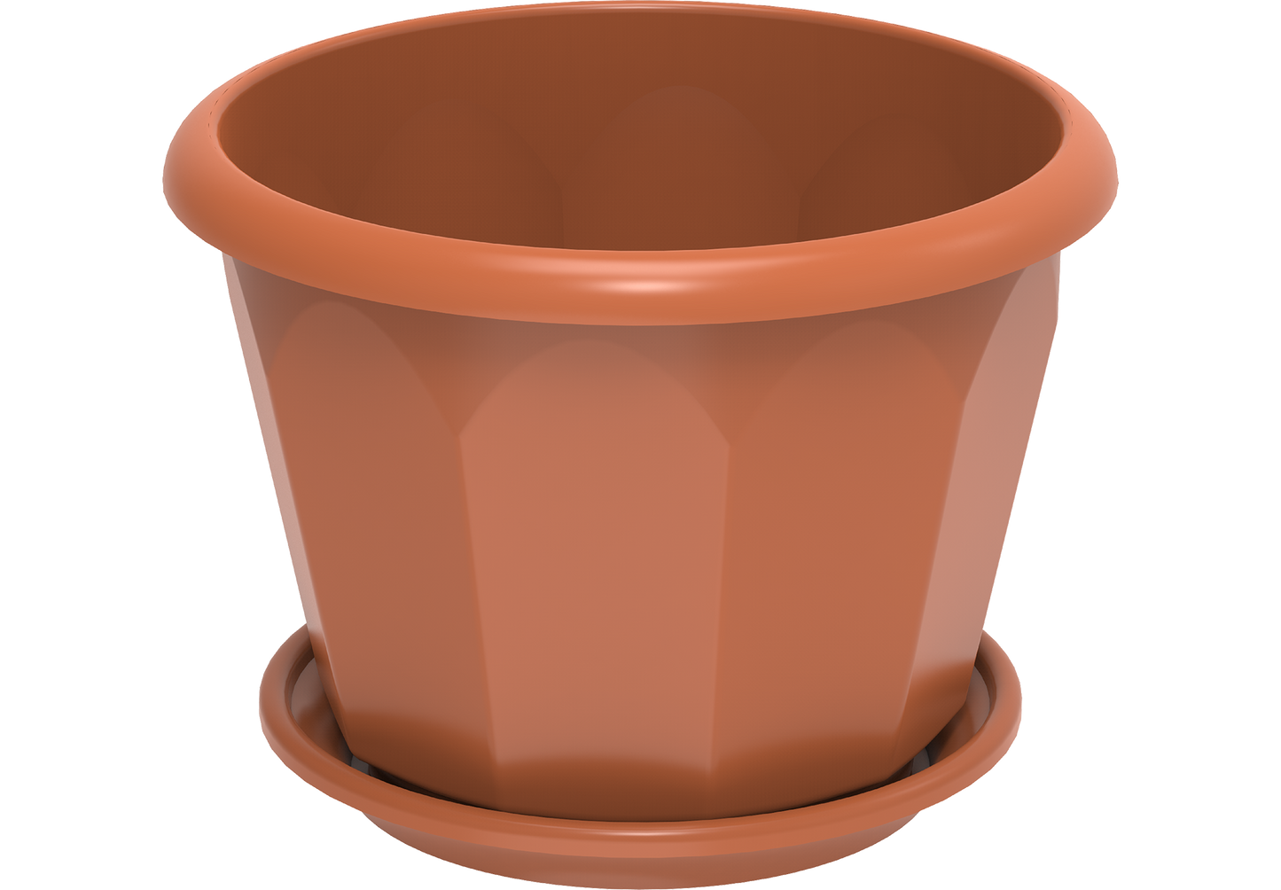 10" hexagonal flowerpot with tray terracotta