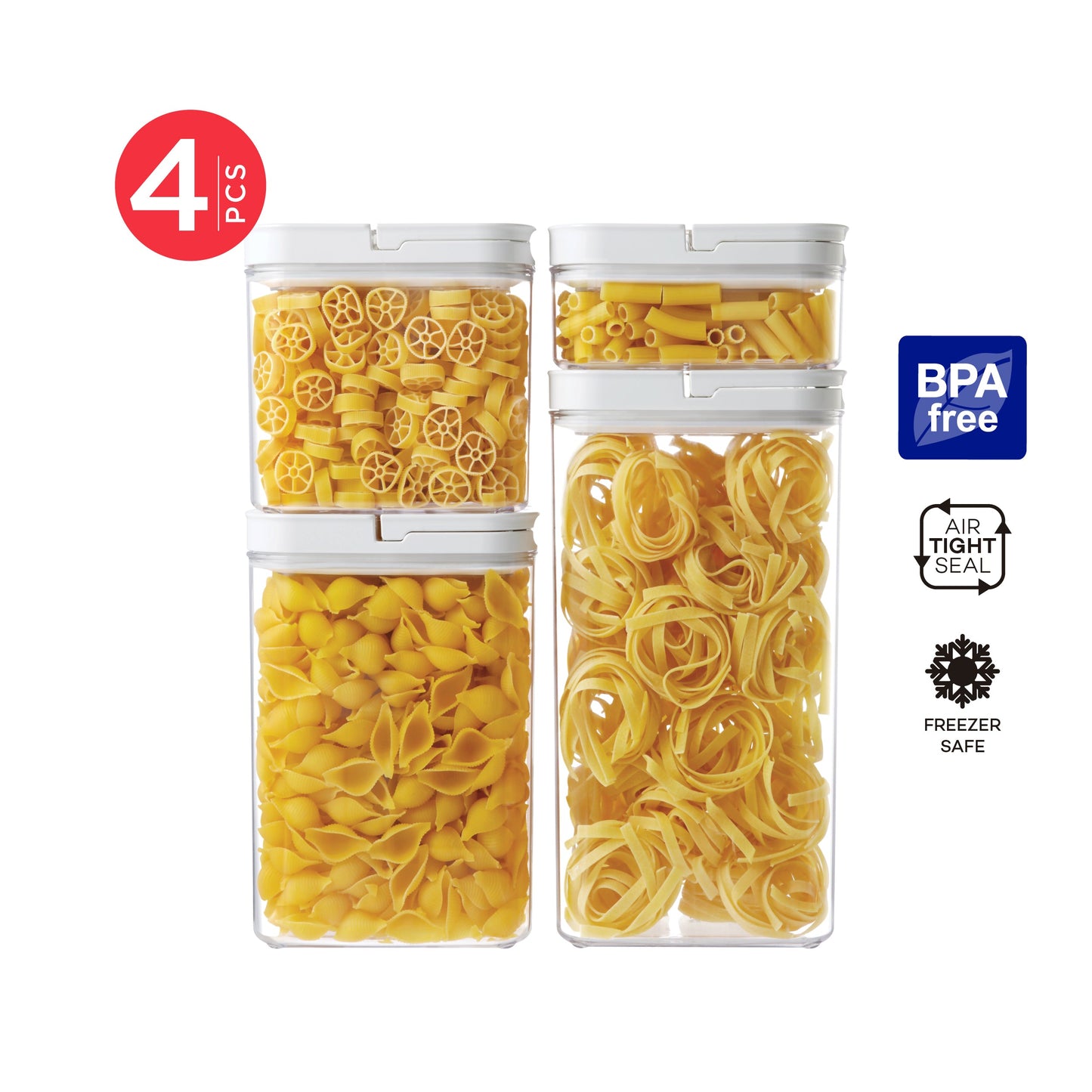 Lock2Go Rectangle Fliplock Canisters 4 Pcs. Set
