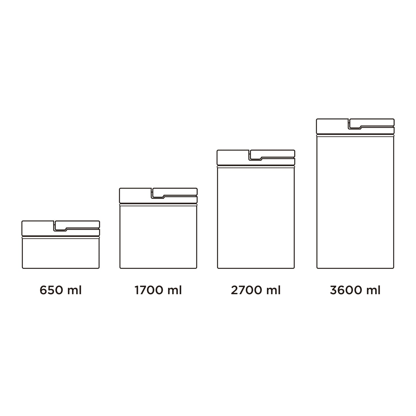 Lock2Go Rectangle Fliplock Canisters 4 Pcs. Set