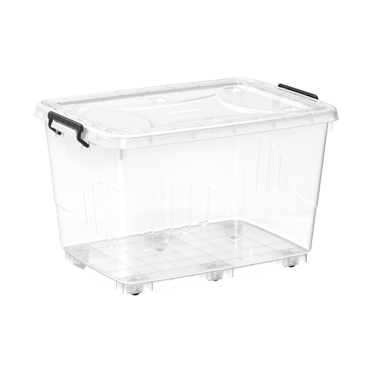132L Clear Plastic Storage Box with Wheels & Lockable Lid