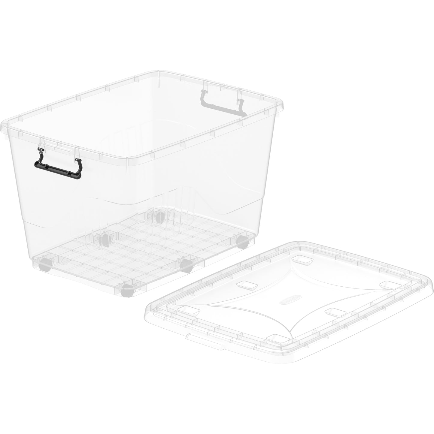 132L Clear Plastic Storage Box with Wheels & Lockable Lid