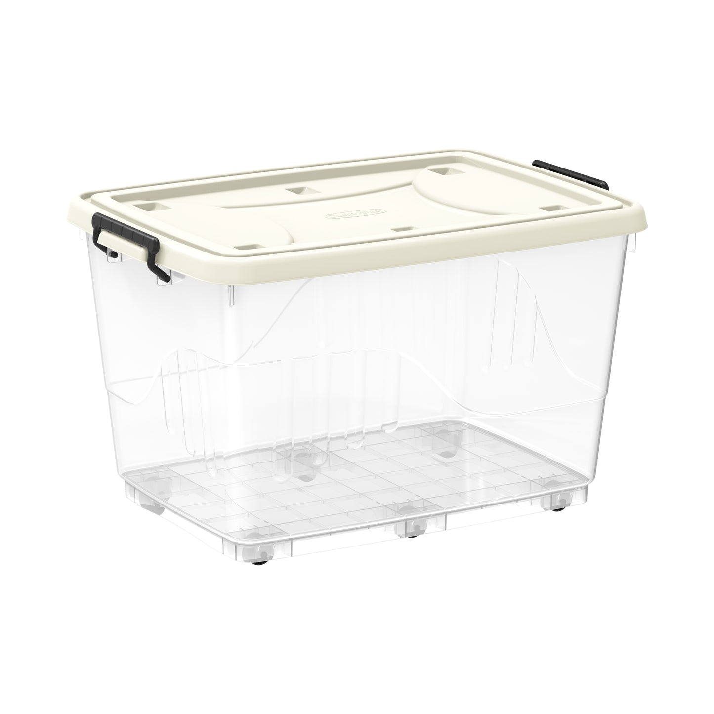 132L Clear Plastic Storage Box with Wheels & Lockable Lid