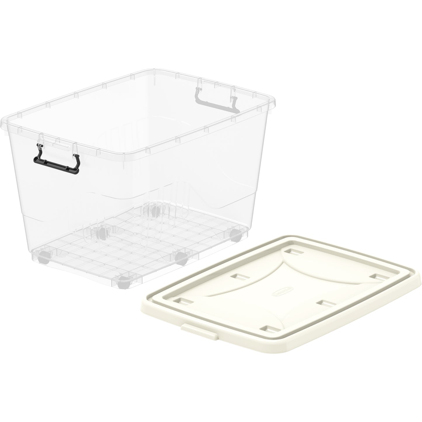 132L Clear Plastic Storage Box with Wheels & Lockable Lid