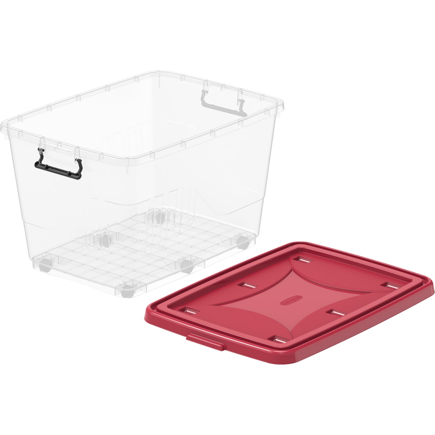 132L Clear Plastic Storage Box with Wheels & Lockable Lid