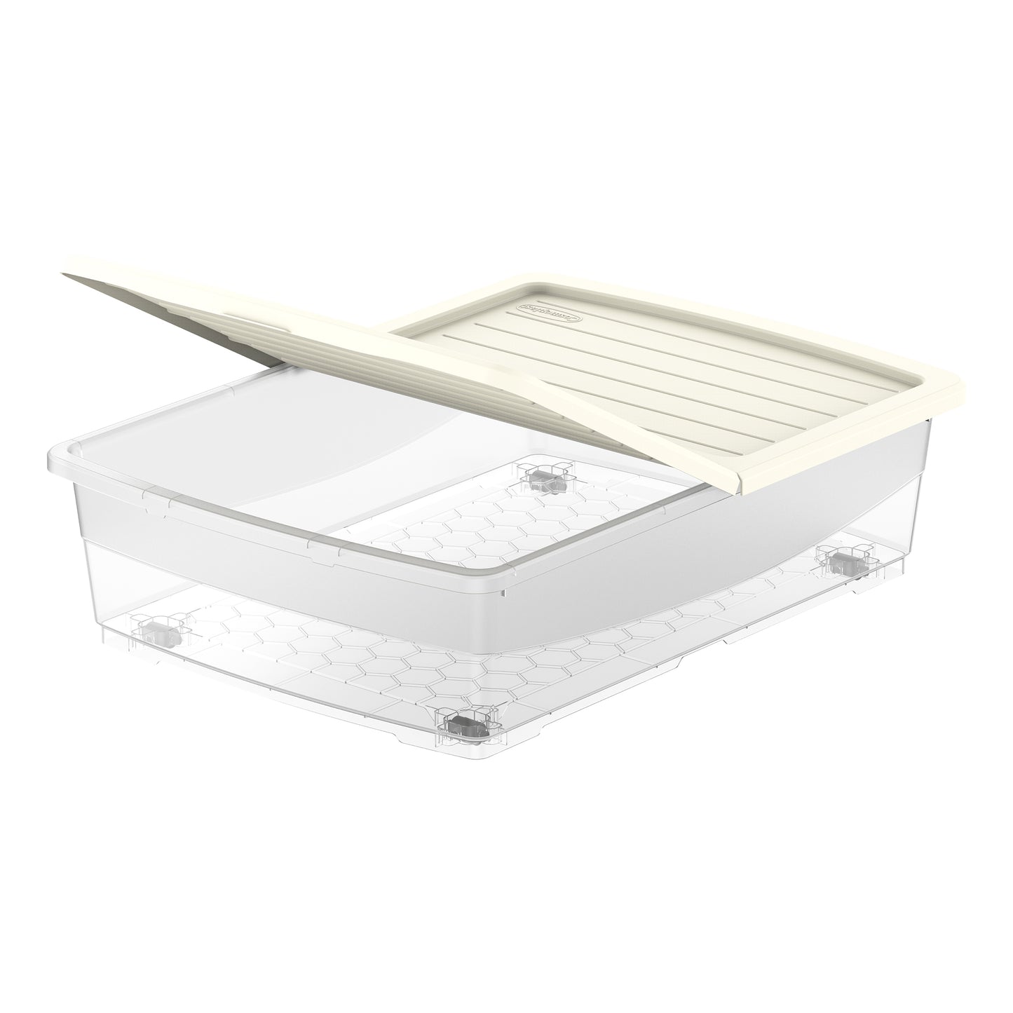 45L Clear Plastic Underbed Storage Box with Wheels & Lockable Lid