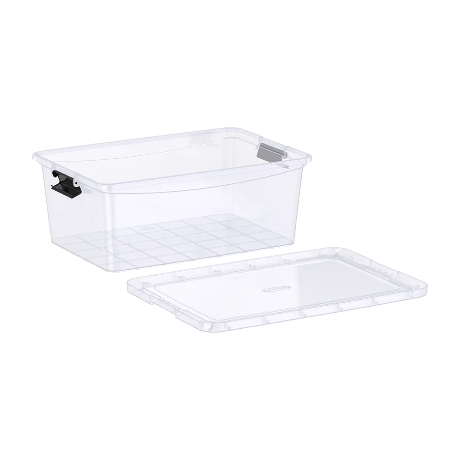 Set of 5, 8, 13, 20 Liters Clear Plastic Storage Boxes with Lockable Lids