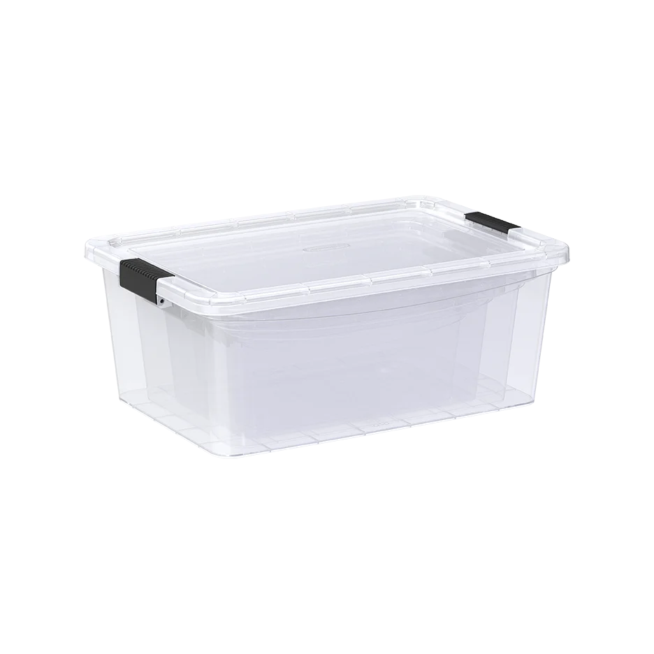 Set of 5, 8, 13, 20 Liters Clear Plastic Storage Boxes with Lockable Lids