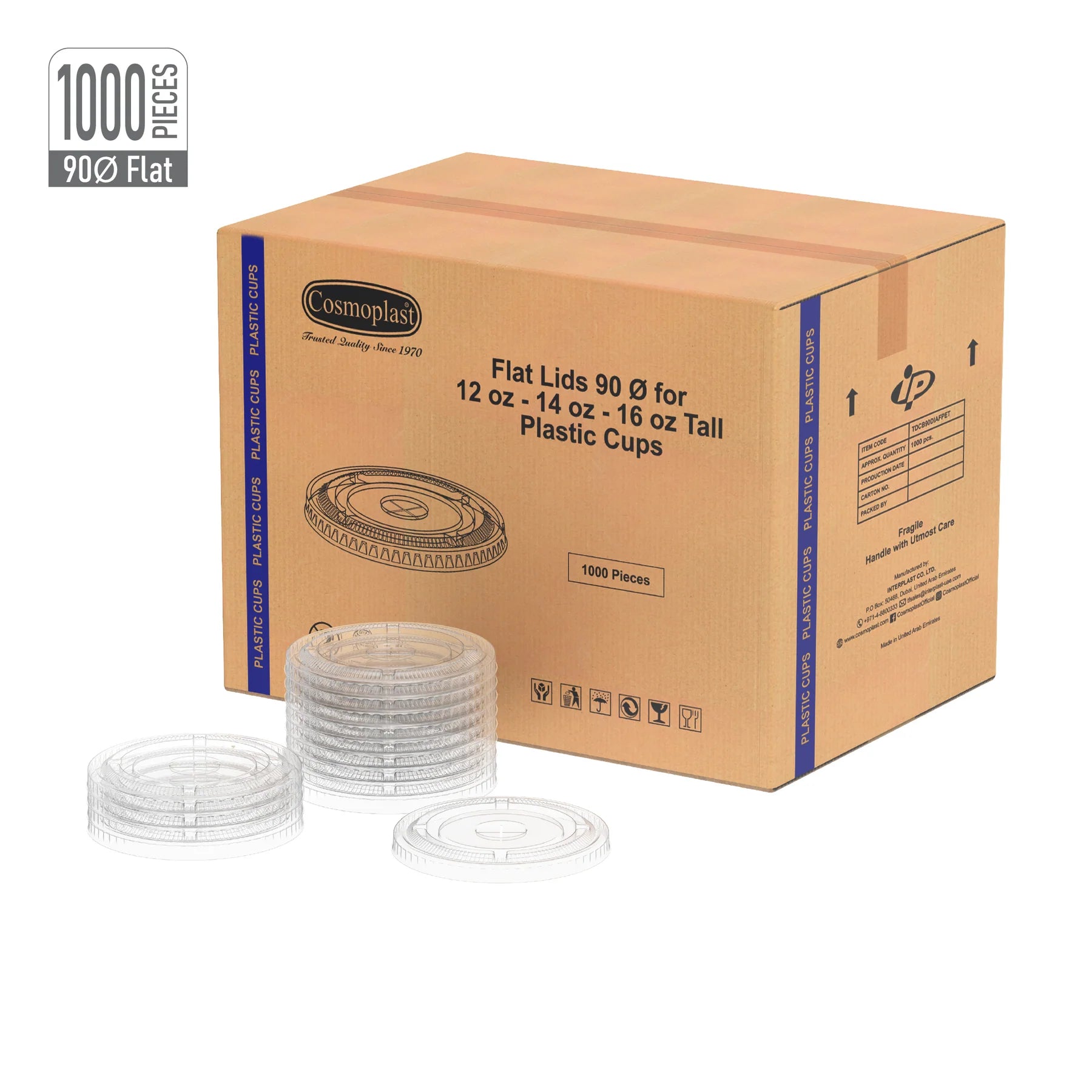 Wholesale Plastic Flat Lids 90 mm for Plastic Cups- Cosmoplast Oman