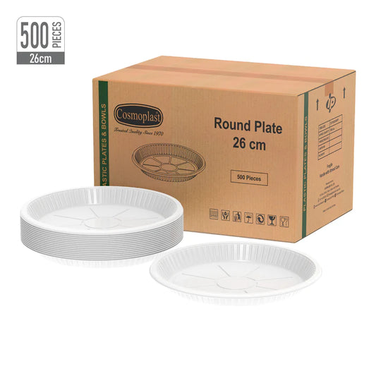 Buy Wholesale Plastic Round Plates 26 cm- Cosmoplast Oman
