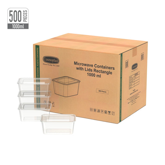 Disposable Plastic Rectangle Containers 1000 ml-Cosmoplast Oman