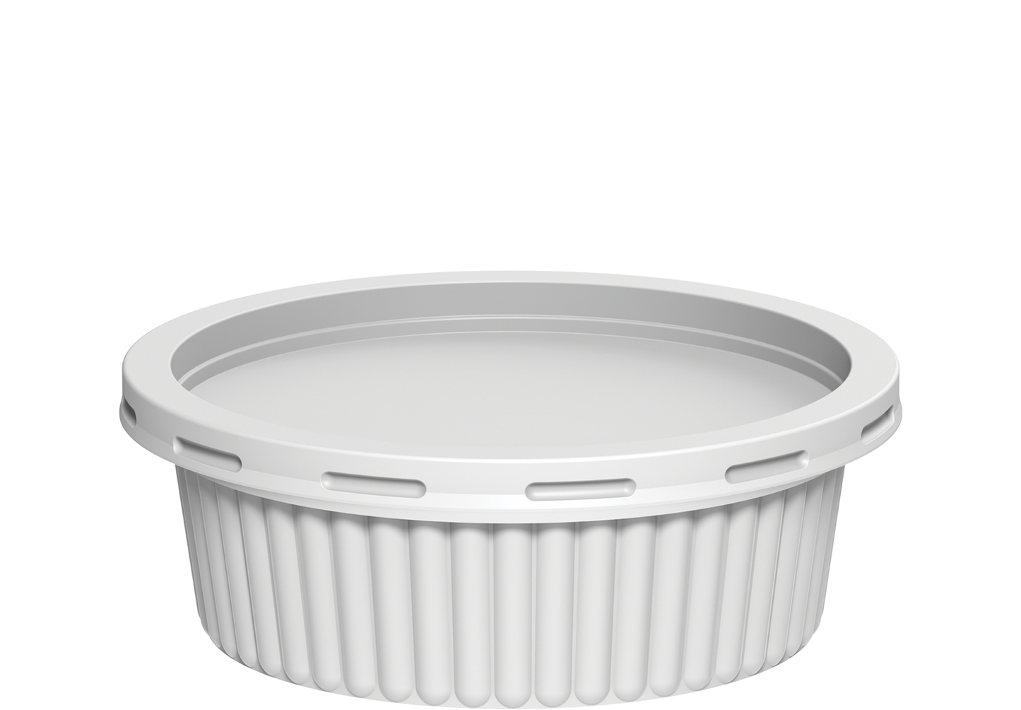 225 ml Carton of 1000 Plastic White Ribbed Catering Containers with White Lids