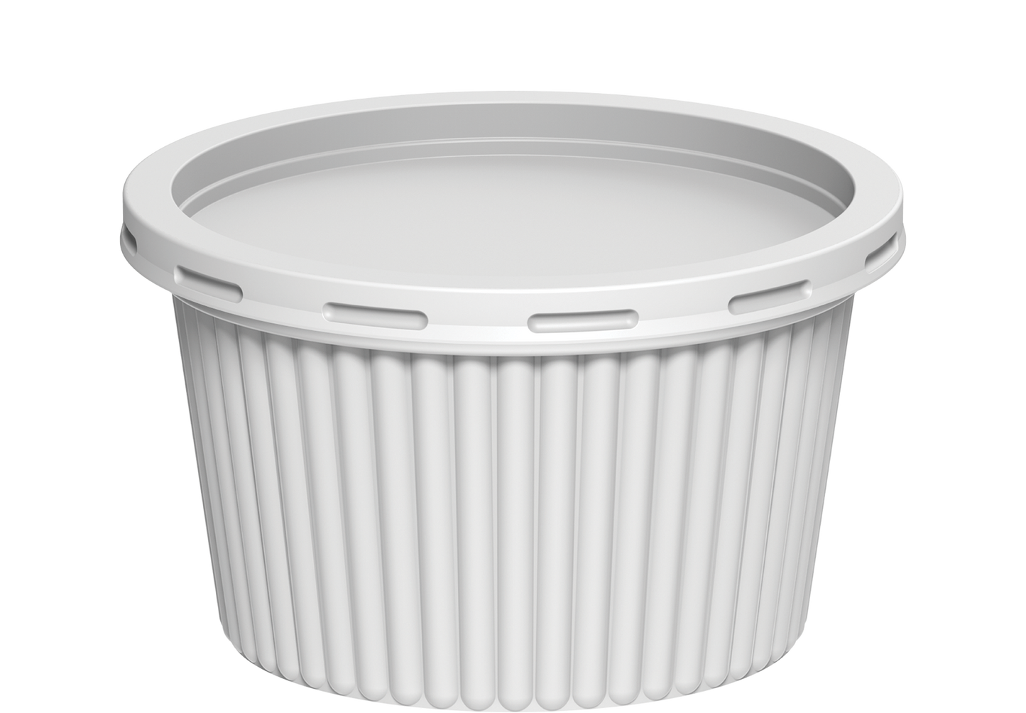 400 ml Carton of 1000 Plastic White Ribbed Catering Containers with White Lids
