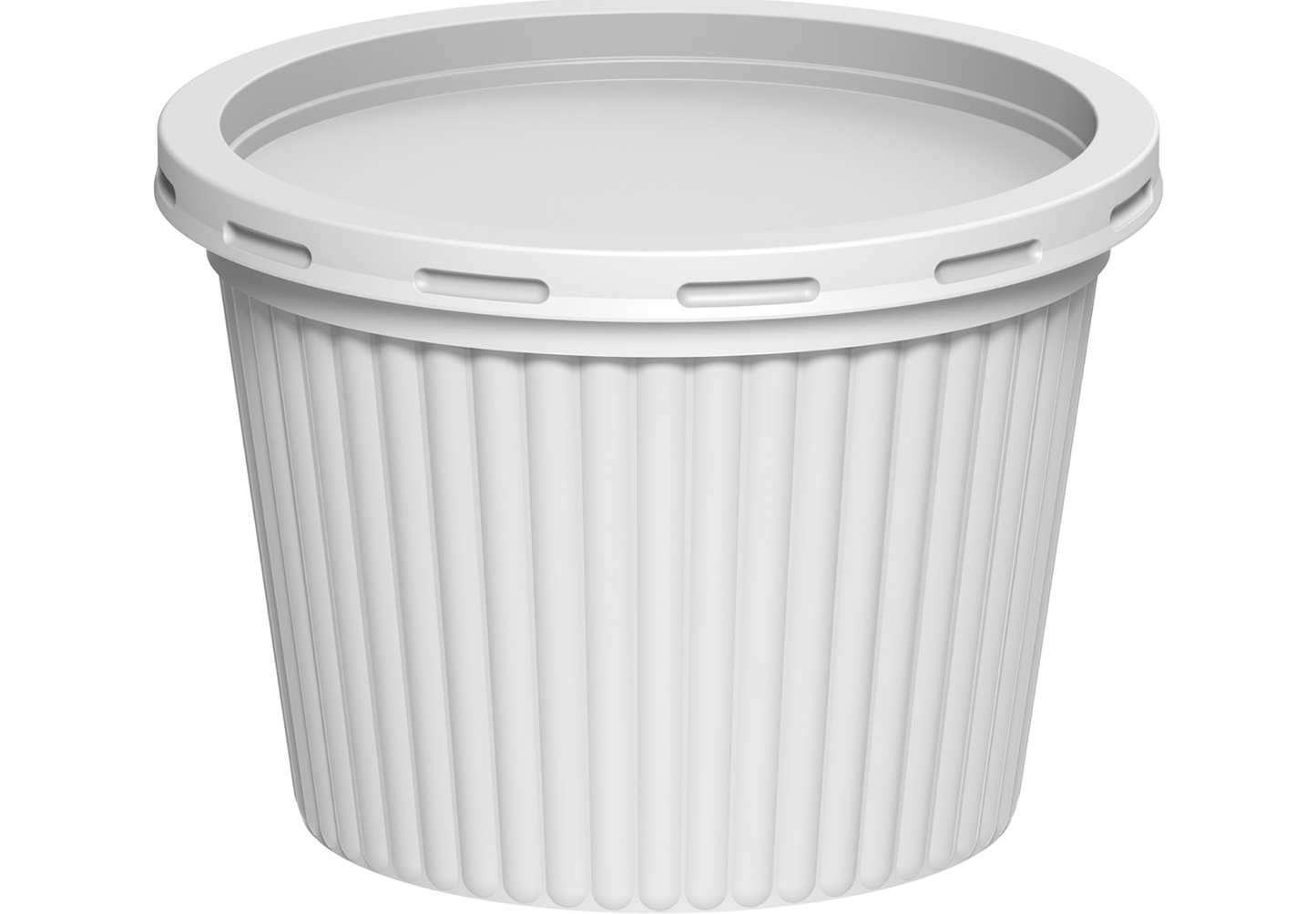 500 ml Carton of 1000 Plastic White Ribbed Catering Containers with White Lids
