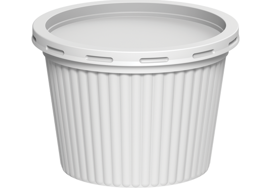 500 ml Carton of 1000 Plastic White Ribbed Catering Containers with White Lids