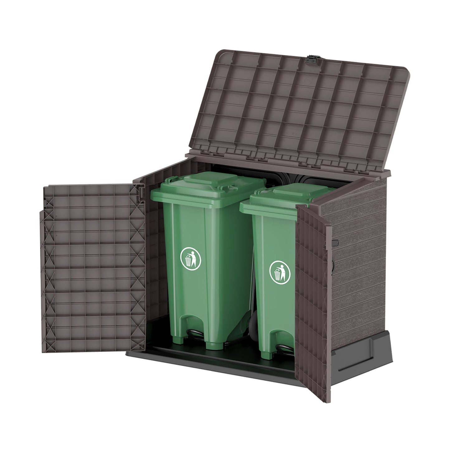 Cedargrain 850L Small Storage Shed + 120L Outdoor Waste Bins x2