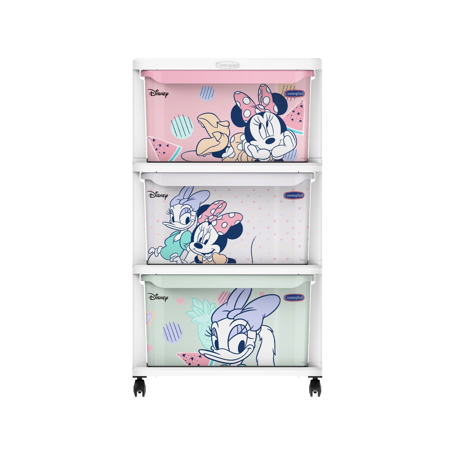 Cosmoplast Disney Mickey & Friends Girls Multipurpose Storage Cabinet 3 with Wheels
