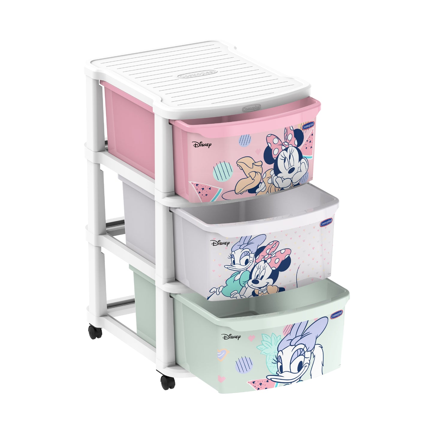 Cosmoplast Disney Mickey & Friends Girls Multipurpose Storage Cabinet 3 with Wheels