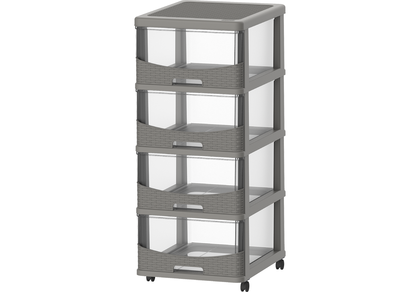 Cedarattan 4 Tiers Storage Cabinet with Drawers & Wheels