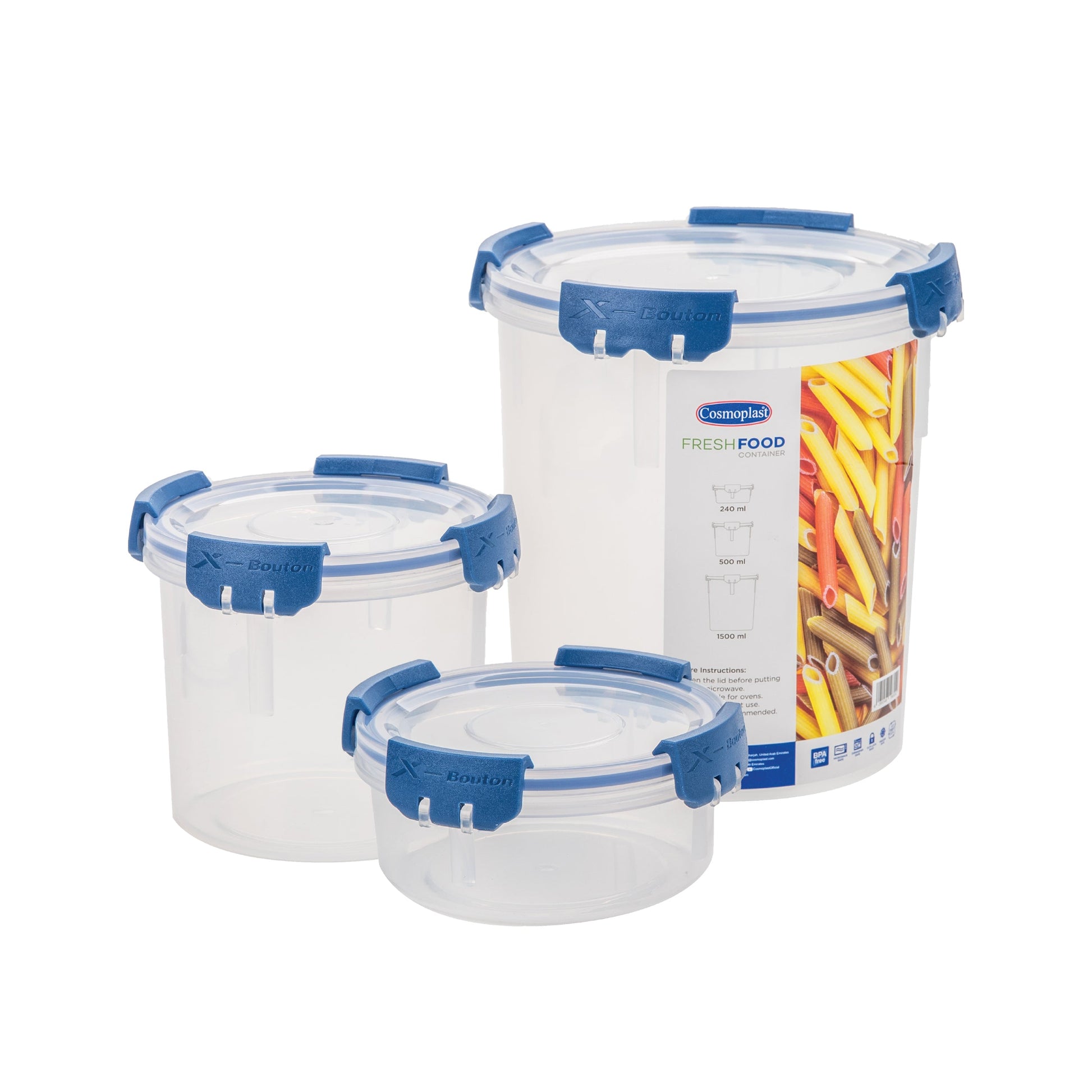 Cosmoplast Lock2Go Round Food Lock Containers 3 Pcs. Set – Cosmoplast Oman