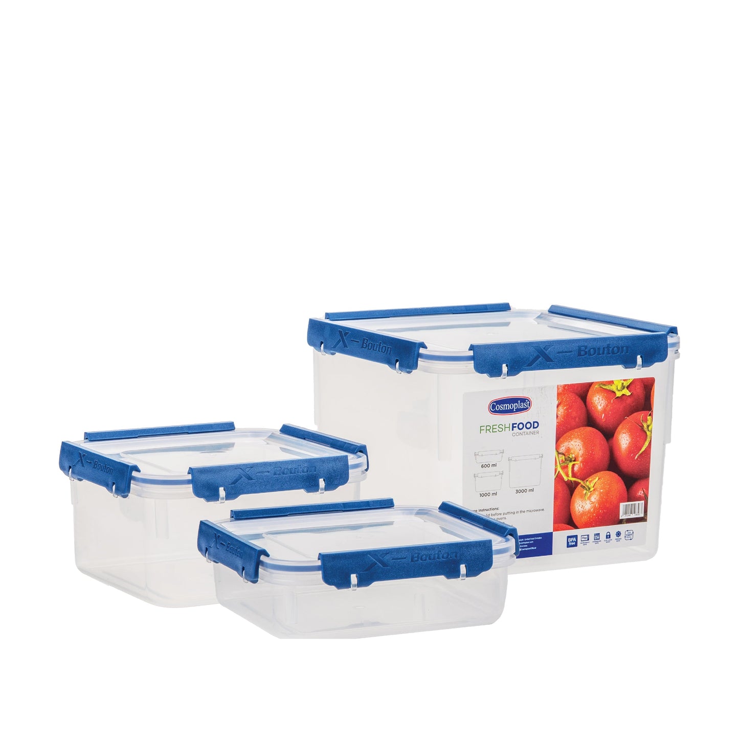 Lock2Go Square Food Lock Containers 3 Pcs. Set