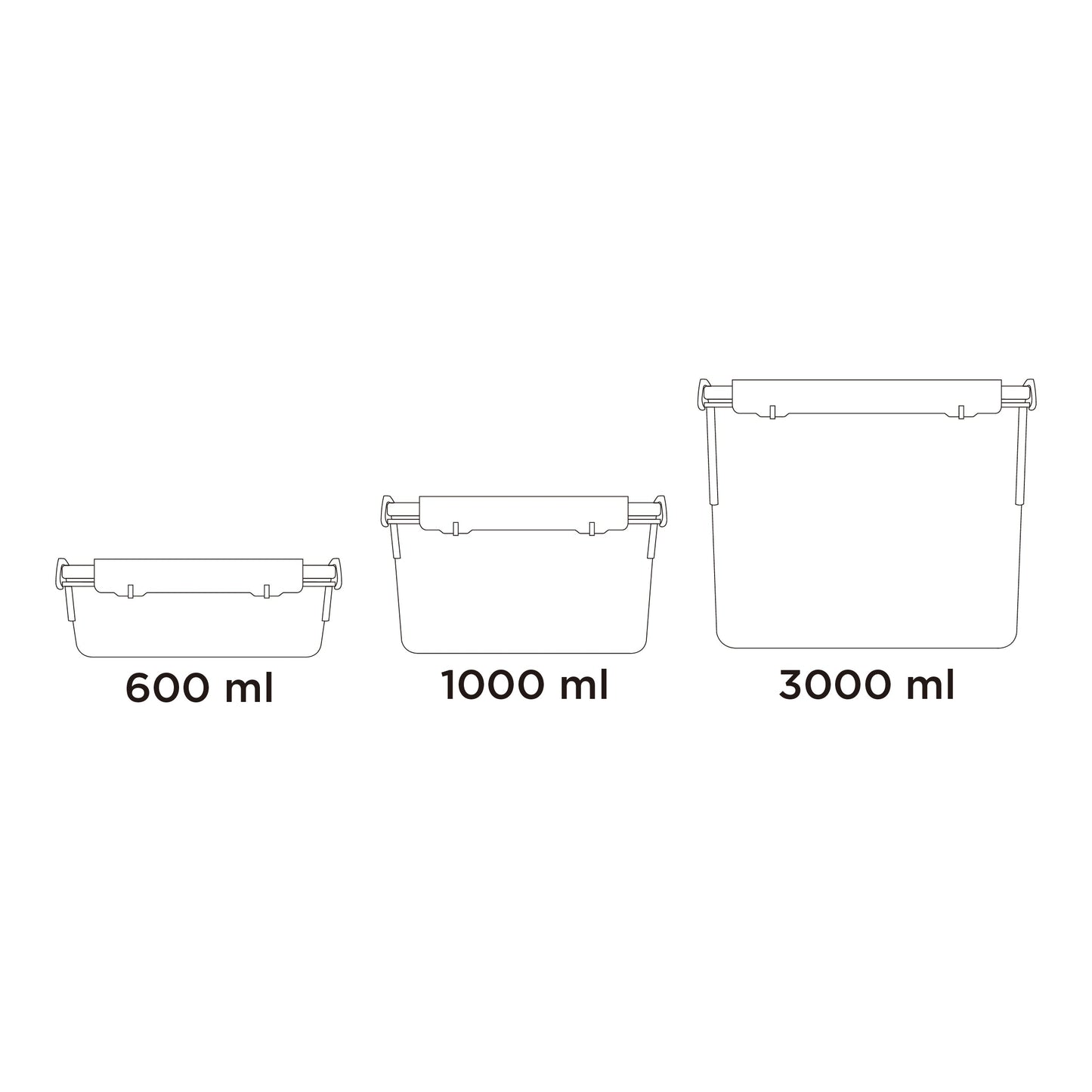 Lock2Go Square Food Lock Containers 3 Pcs. Set