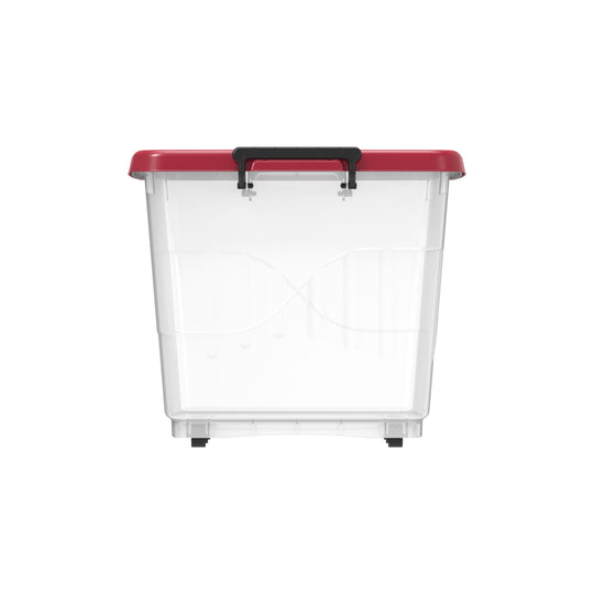 132L Clear Plastic Storage Box with Wheels & Lockable Lid